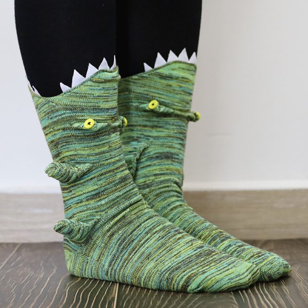 Funny Shark Chameleon Cartoon Socks - Image 10