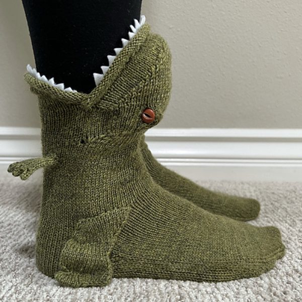 Funny Shark Chameleon Cartoon Socks - Image 3