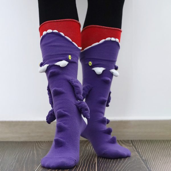 Funny Shark Chameleon Cartoon Socks - Image 4