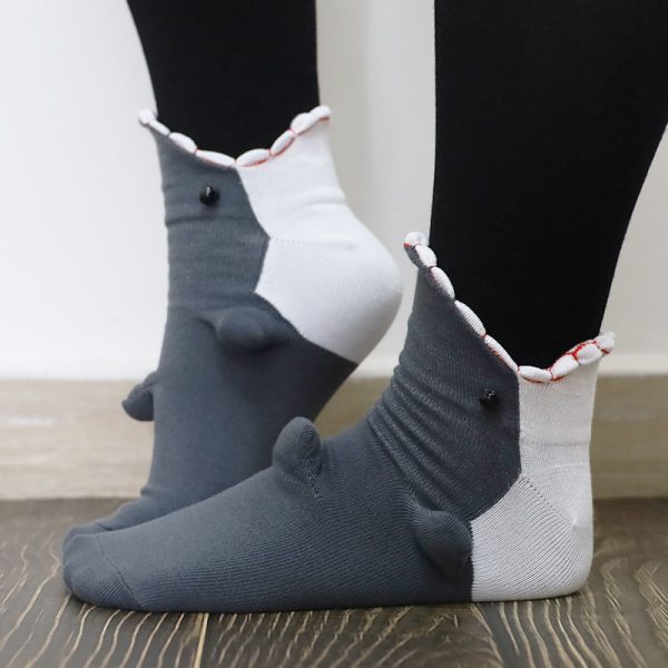 Funny Shark Chameleon Cartoon Socks - Image 9