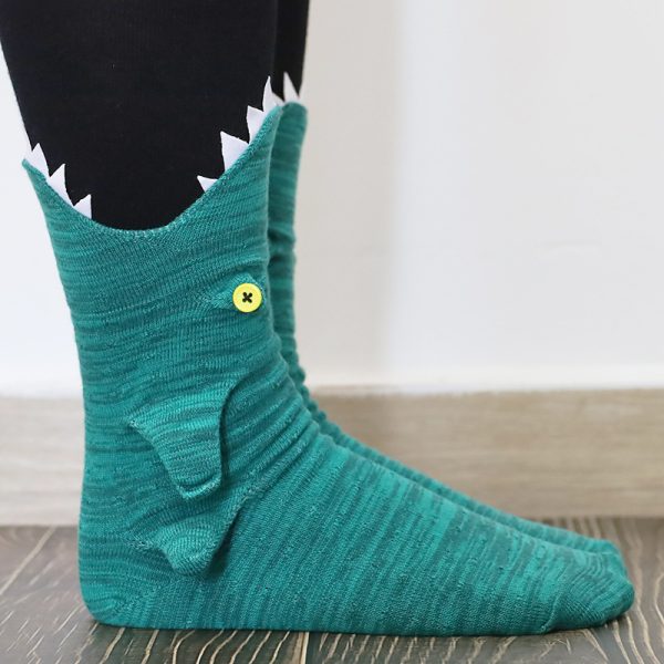 Funny Shark Chameleon Cartoon Socks - Image 8