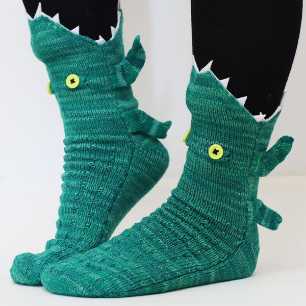 Funny Shark Chameleon Cartoon Socks - Image 6